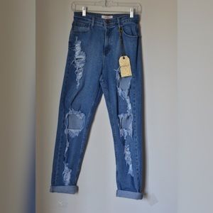 Vibrant Distressed Jeans Size 5